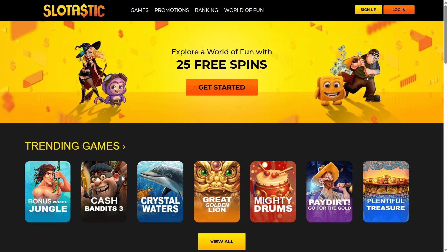 Slotastic Casino desktop pokies selection powered by RTG and Spinlogic Gaming